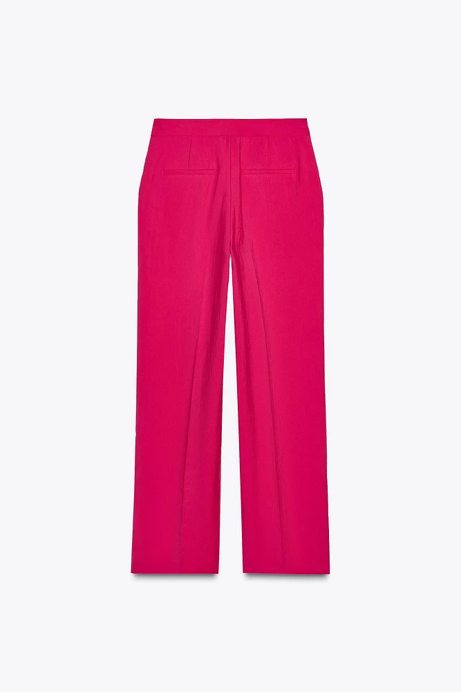 PANTALON DROIT EFFET PLISSÉ