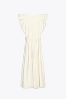 BELTED RUFFLE MIXED DRESS