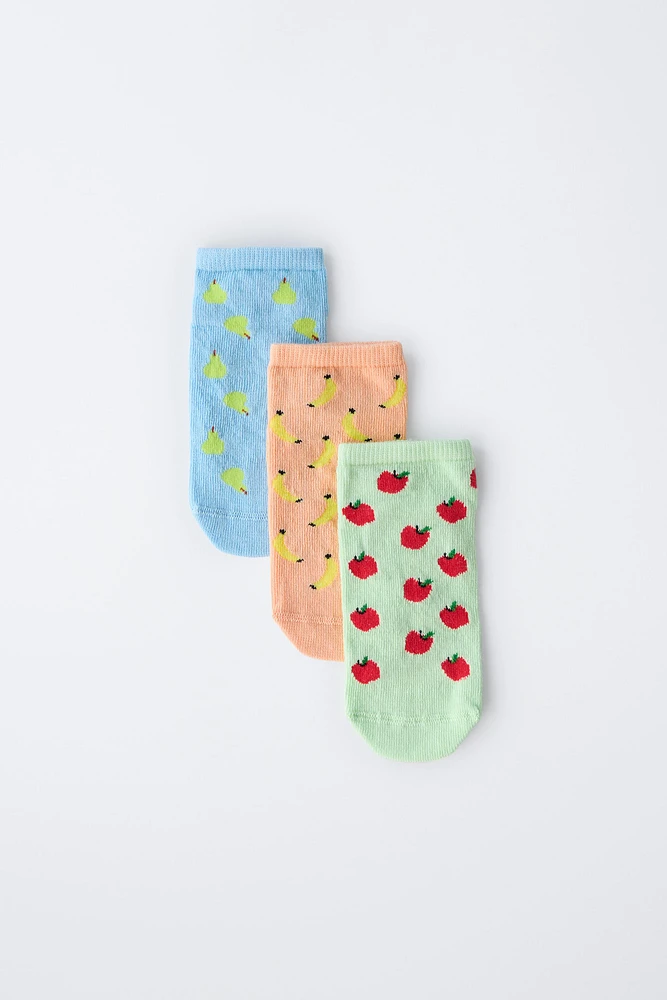 LOT DE TROIS PAIRES SOCQUETTES COURTES FRUITS