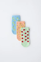 LOT DE TROIS PAIRES SOCQUETTES COURTES FRUITS