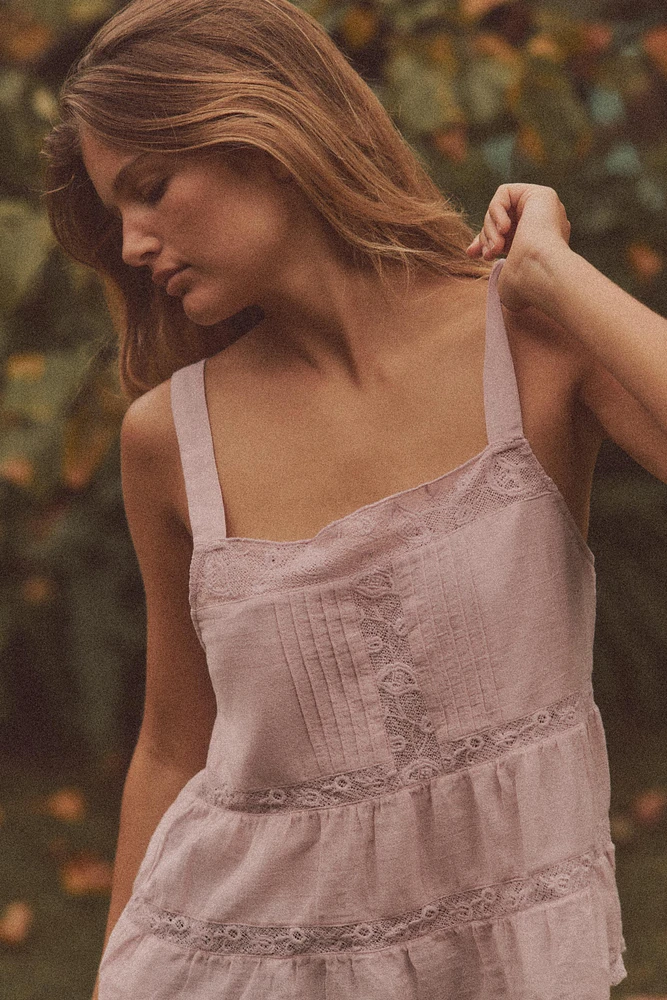 EMBROIDERED STRAPPY CHIFFON TOP