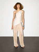 Lightweight asymmetric linen blend top