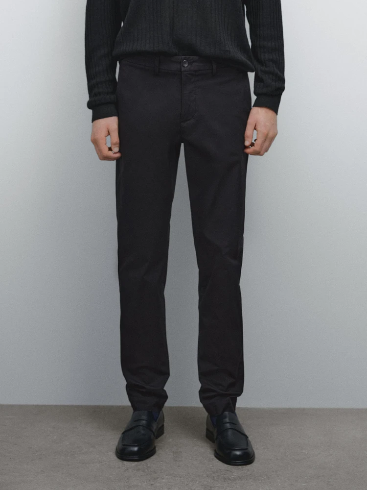 Pantalon slim en coton mélang