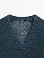 100% linen cutwork sweater