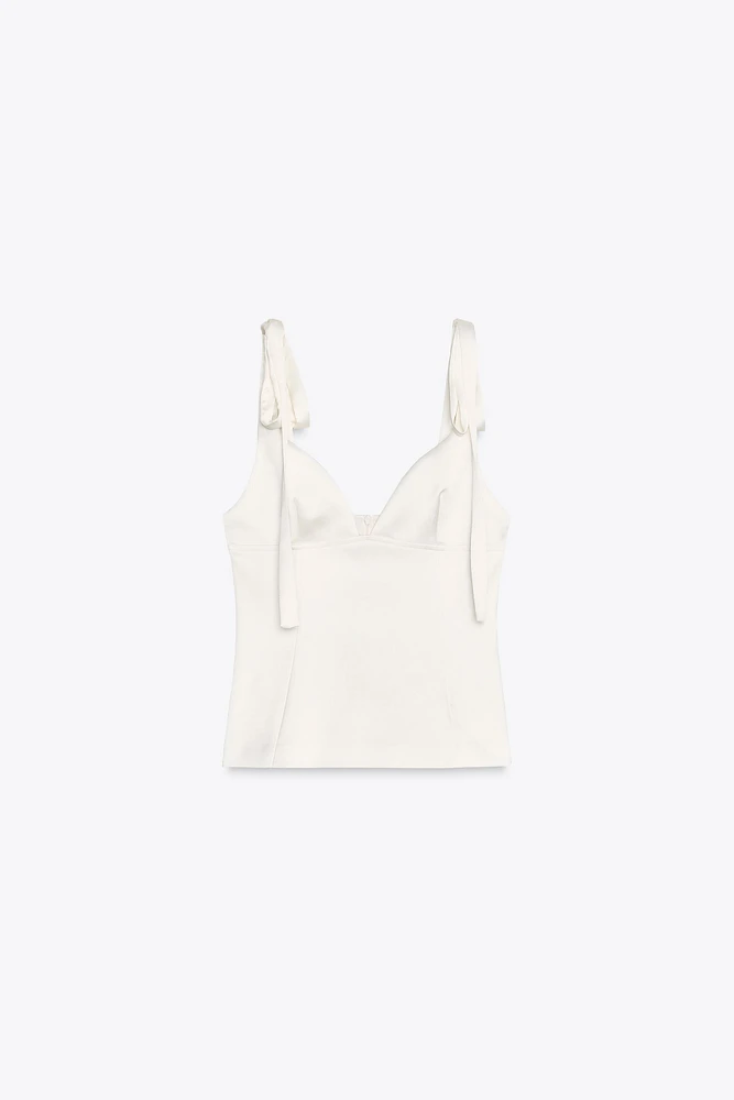 TOP SATINÉ LACETS