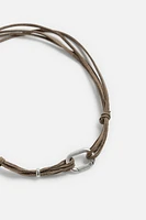 FAUX LEATHER COMBINATION NECKLACE