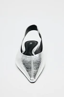 LEATHER METALLIC EFFECT SLINGBACK BALLET FLATS