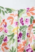 TEXTURED FLORAL SHORT JUMPSUIT