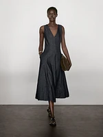 Robe midi denim coutures apparentes