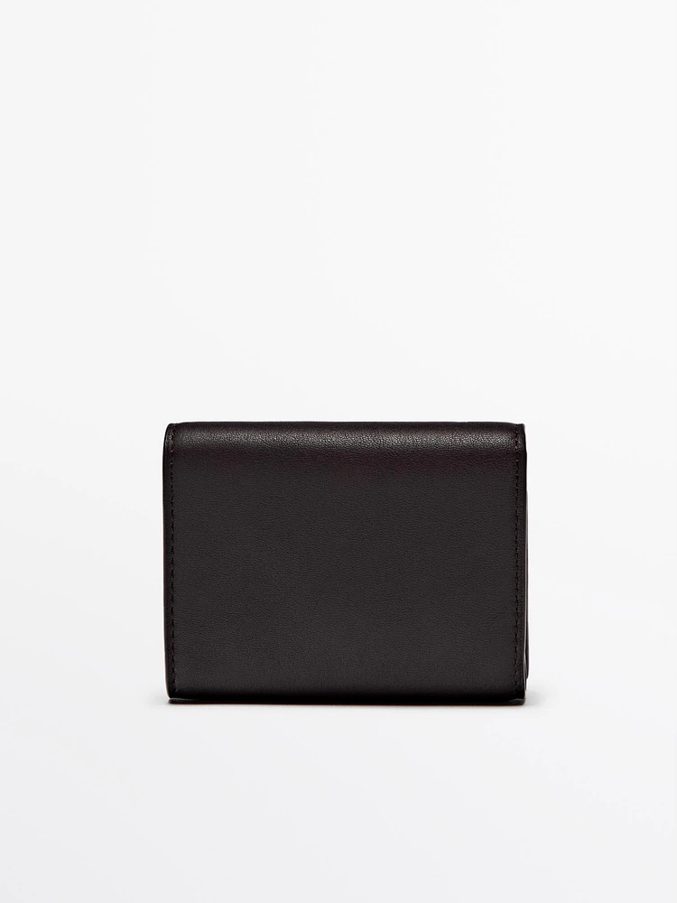 Portefeuille compact en cuir nappa