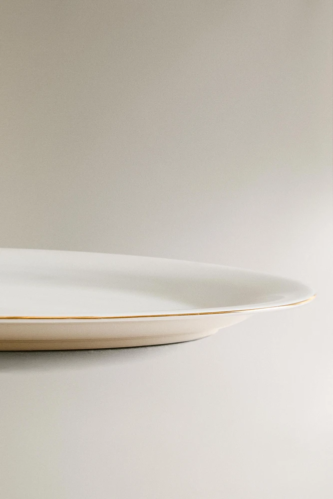 RIMMED BONE CHINA OVAL SERVING DISH