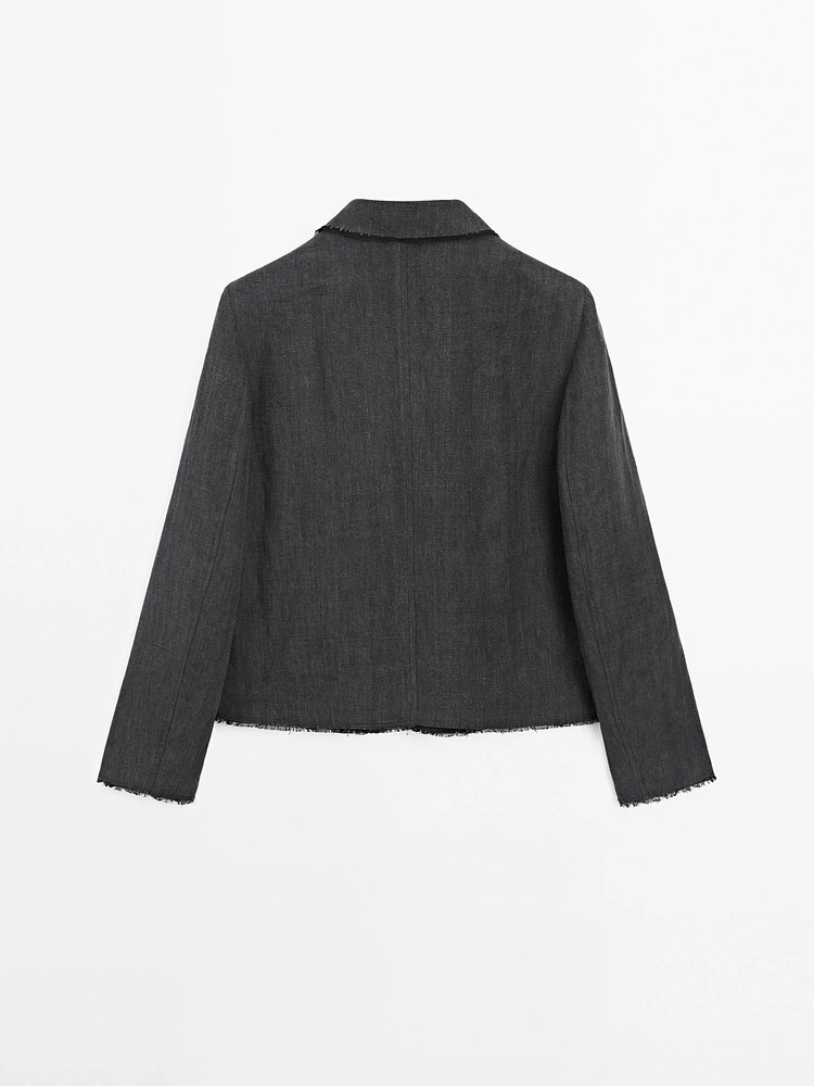 Cropped blazer with frayed detail