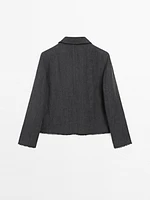 Cropped blazer with frayed detail