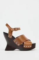 TALONS COMPENSÉS CLOUS CUIR