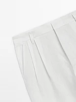 Pantalon à double pince 100 % lin