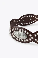 OVAL STUDDED LEATHER BELT