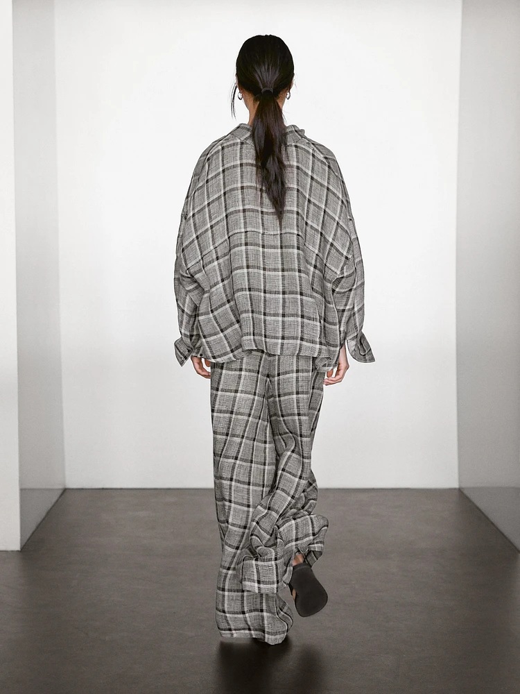 100% linen check shirt