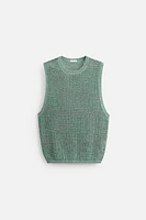 GILET SANS MANCHES EN MAILLE AJOURÉE