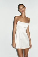 SATIN EFFECT SHORT DRESS WITH BOW DETAIL