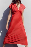SATIN EFFECT MIDI DRESS