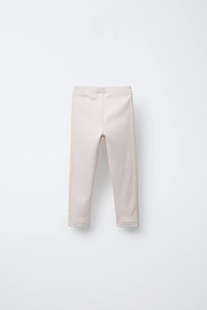 RIBBED LACE BAND LEGGINGS