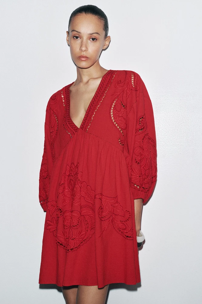 ZW COLLECTION SHORT EMBROIDERED DRESS