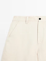 100% linen darted Bermuda shorts