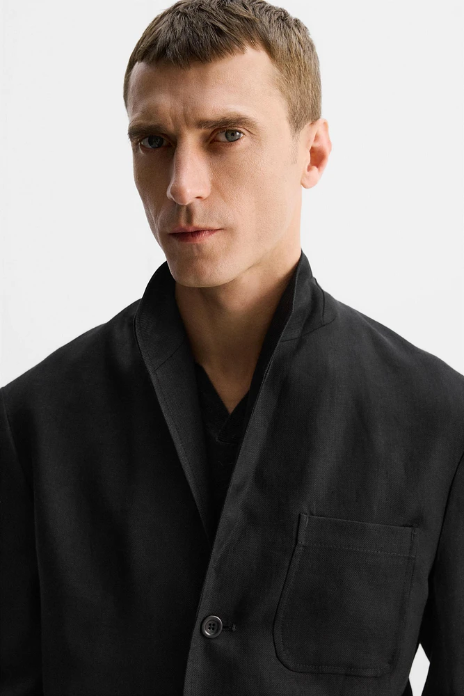 BLAZER RELAXED FIT COSTUME 100 % LIN ÉDITION LIMITÉE