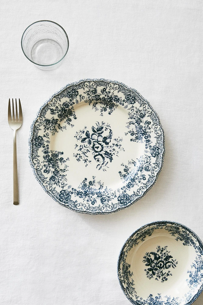 FLORAL EARTHENWARE DINNER PLATE