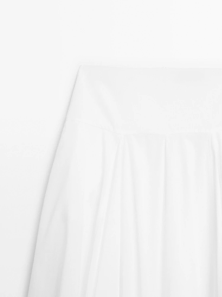Jupe midi empiècement 100 % coton