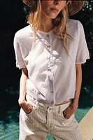 DOUBLE LAYER KNIT JACKET WITH LINEN