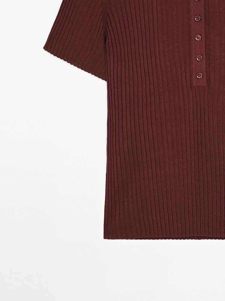 Pull polo en maille de coton