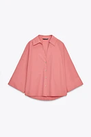 CHEMISE EN POPELINE AVEC MANCHES LARGES
