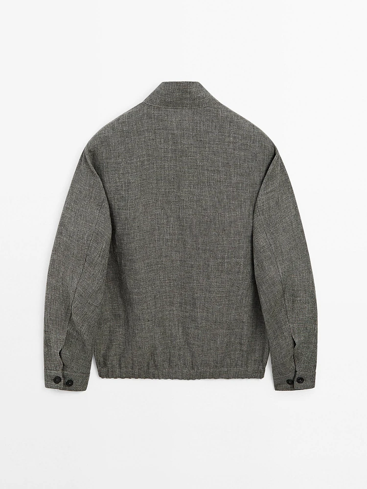 Faded textured linen blend jacket
