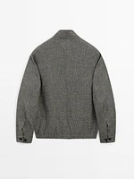 Faded textured linen blend jacket
