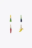 PACK OF ENAMELED FRUIT EARRINGS