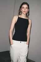 RIB KNIT POLYAMIDE STRAPPY TOP