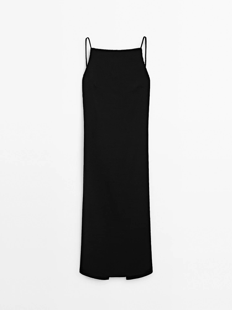 Long dress with rhinestone detail
