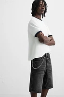 WASHED BAGGY FIT DENIM SHORTS