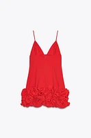 SHORT EMBOSSED FLORAL DRESS