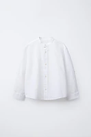 LINEN MANDARIN COLLAR SHIRT