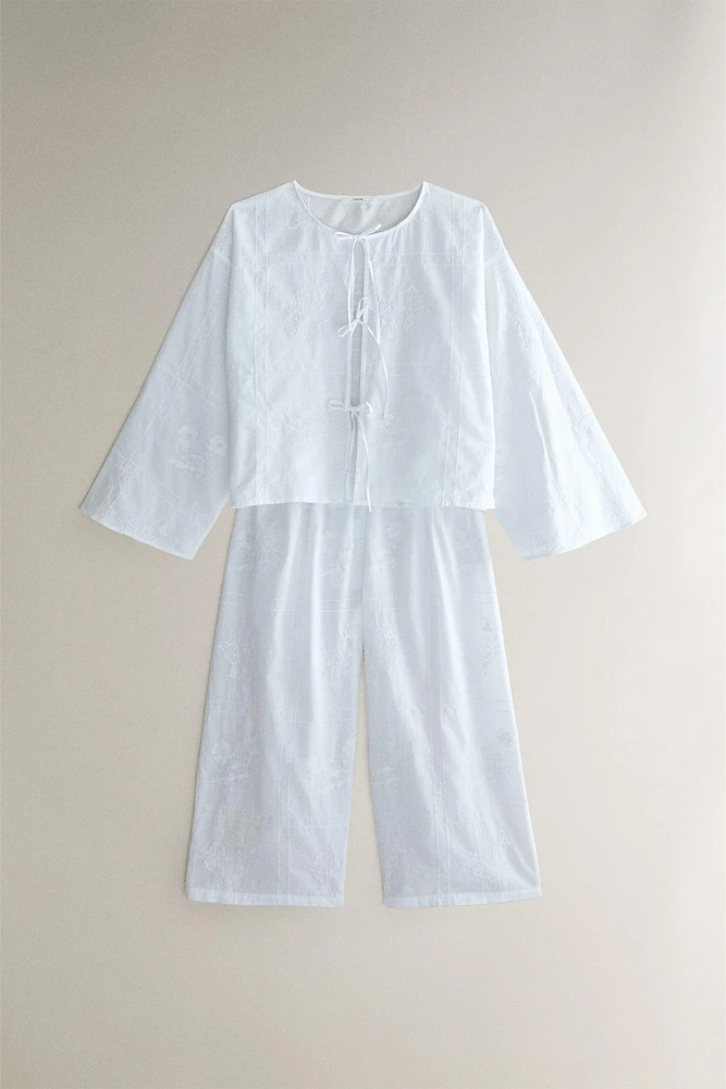 CHEMISE COTON FLEUR BRODÉES