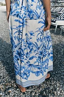 TROPICAL PRINT MIDI SKIRT