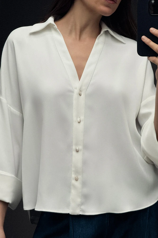 WIDE SLEEVE CREPE SHIRT