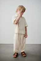 PLAID TEXTURED BAGGY PANTS
