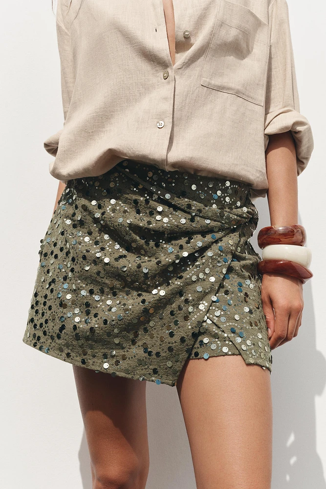 KNOTTED SEQUIN SKORT
