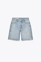 MID-RISE RIPPED TRF DENIM SHORTS