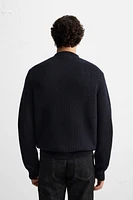 WOOL - COTTON MOCK NECK SWEATER