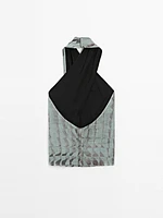 Print top with surplice neckline