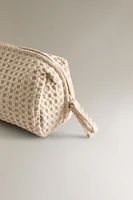 WAFFLE-TEXTURE FABRIC TOILETRY BAG